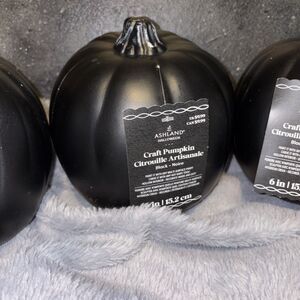 Three 6" Ashland Craft Pumpkins Halloween Craft Carve Paint Decorate Black